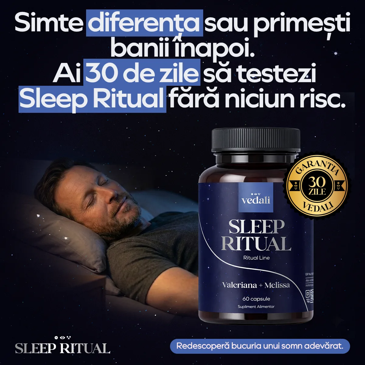 Garanție 30 de zile Sleep Ritual — banii înapoi fără niciun risc
