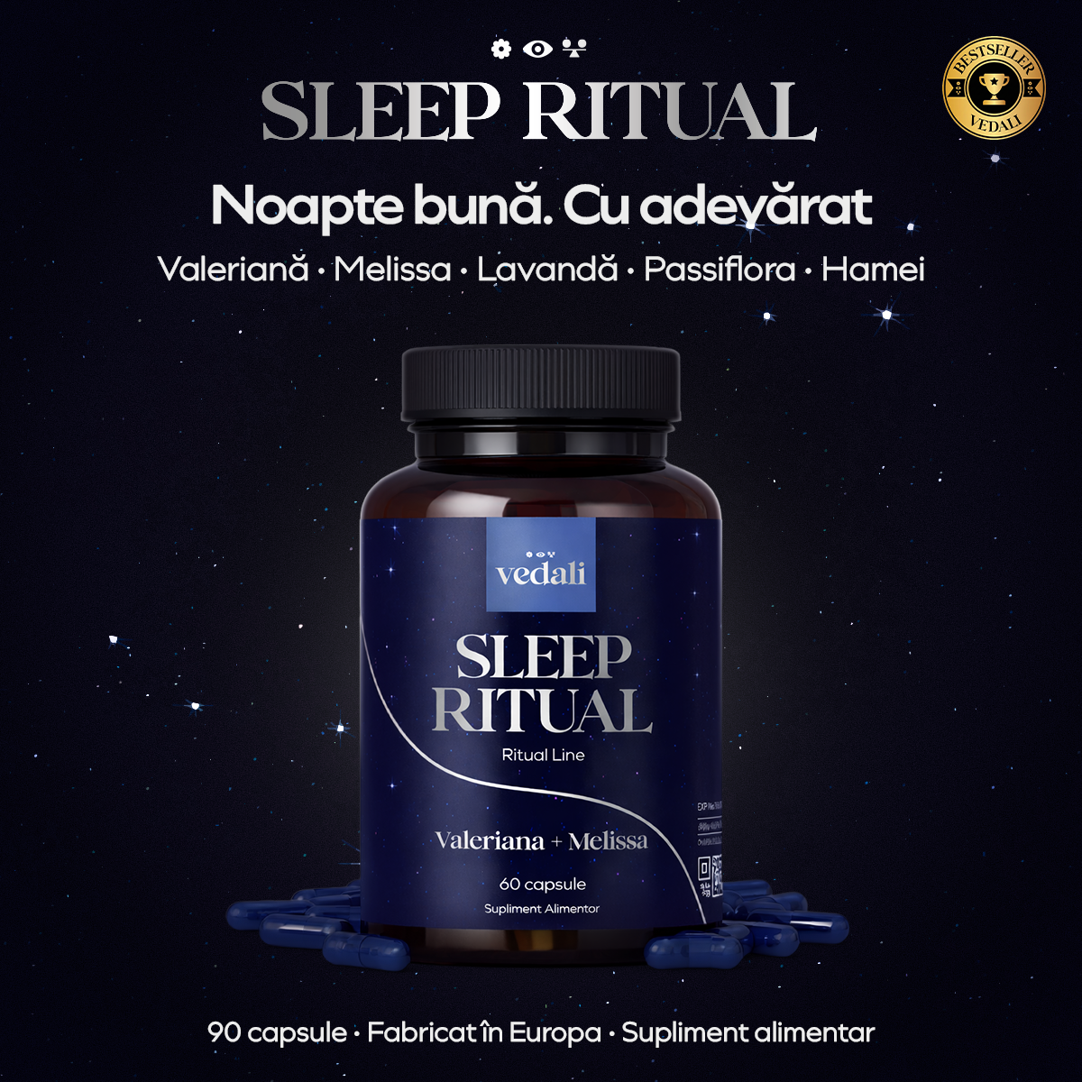 Sleep Ritual, 60 capsule, Vedali — Somn profund & odihnă