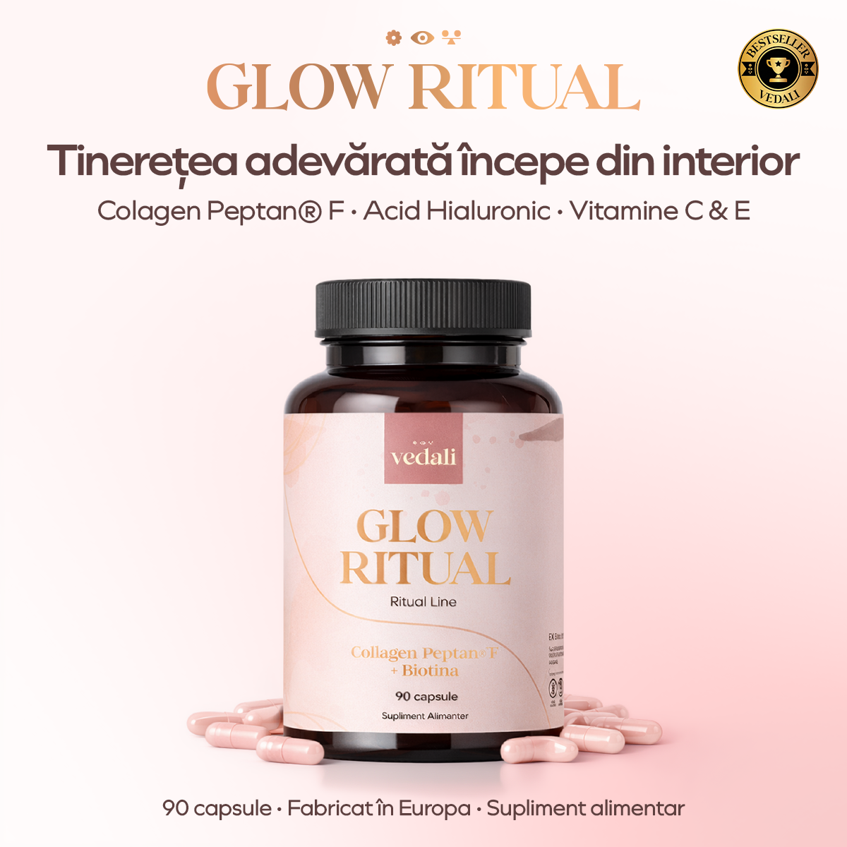 Glow Ritual, 90 capsule, Vedali — Tinerețea adevărată începe din interior.