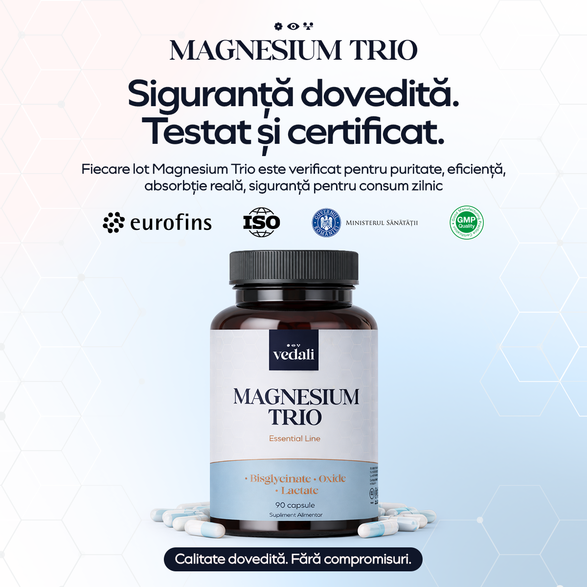 Magnesium Trio, 90 capsule — Relaxare, energie și claritate mentală