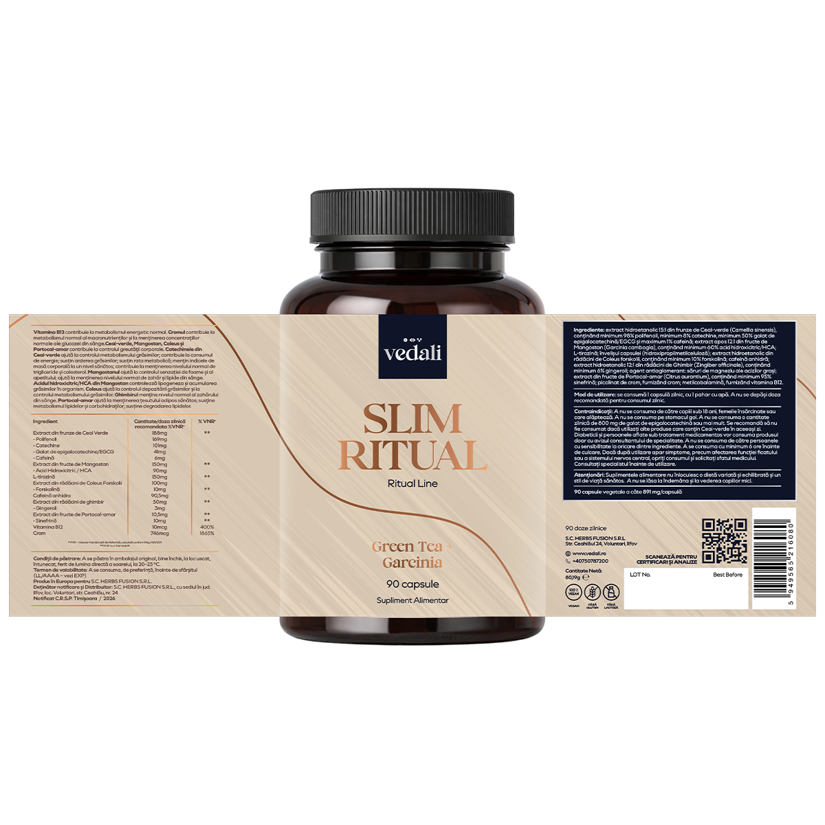 Slim Ritual, 120 capsule, Vedali — Control natural & Siluetă echilibrată