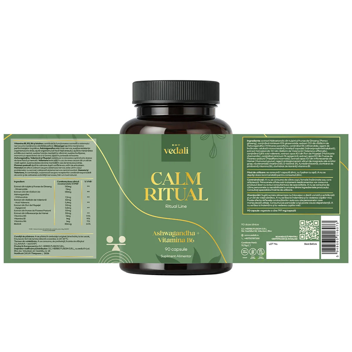 Eticheta Calm Ritual — față și spate