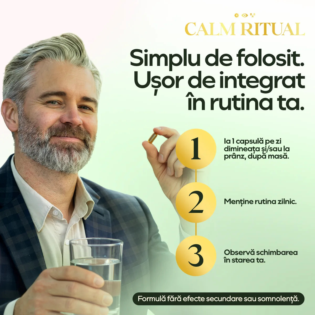 Cum se ia Calm Ritual — o capsulă pe zi, dimineața sau la prânz