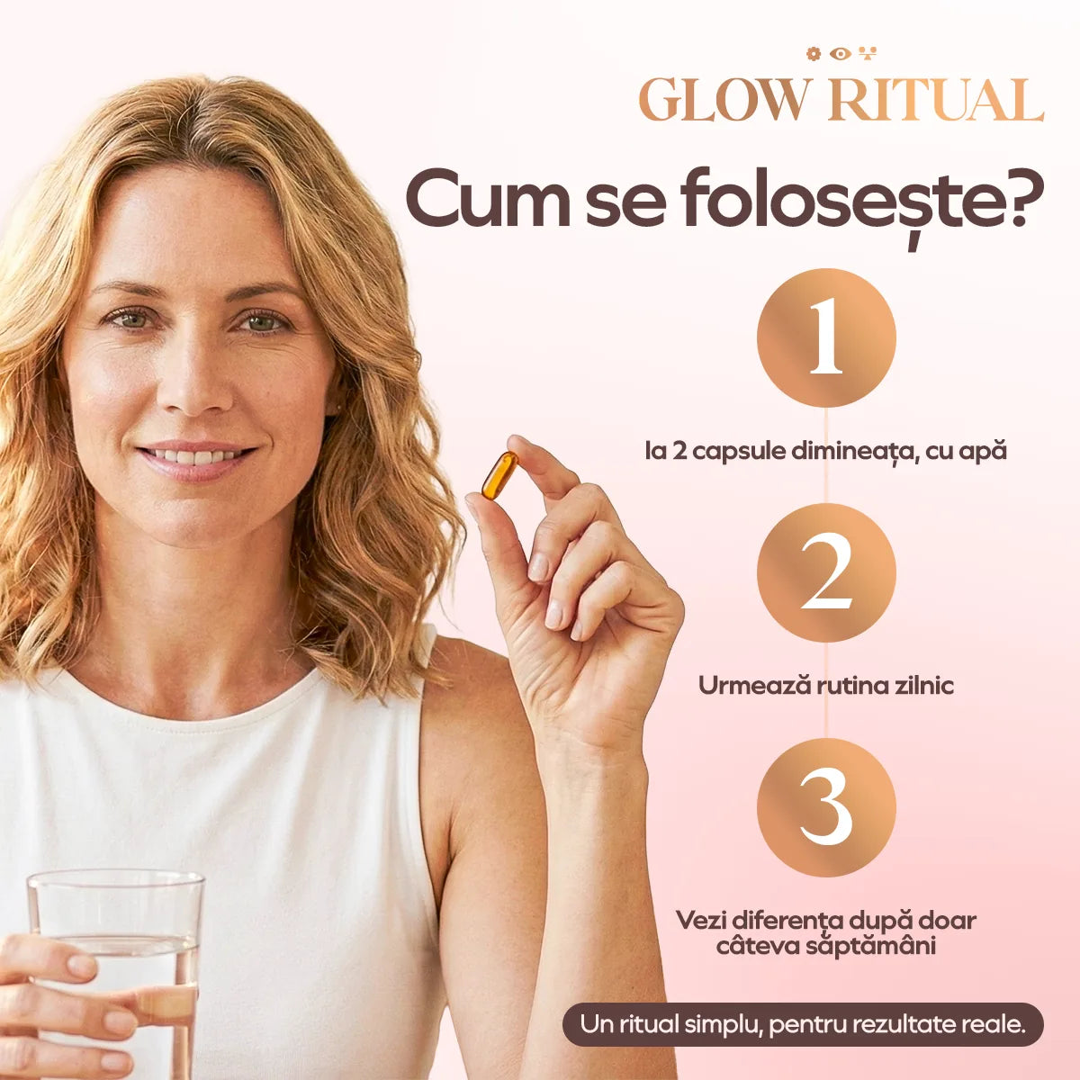 Cum se ia Glow Ritual — 2 capsule pe zi
