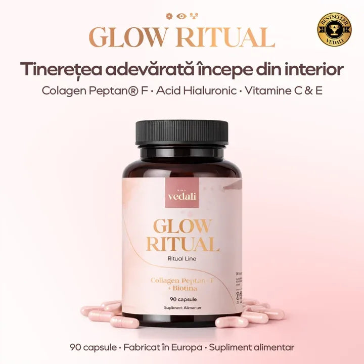 Glow Ritual — supliment cu colagen Peptan F și biotină, 90 de capsule