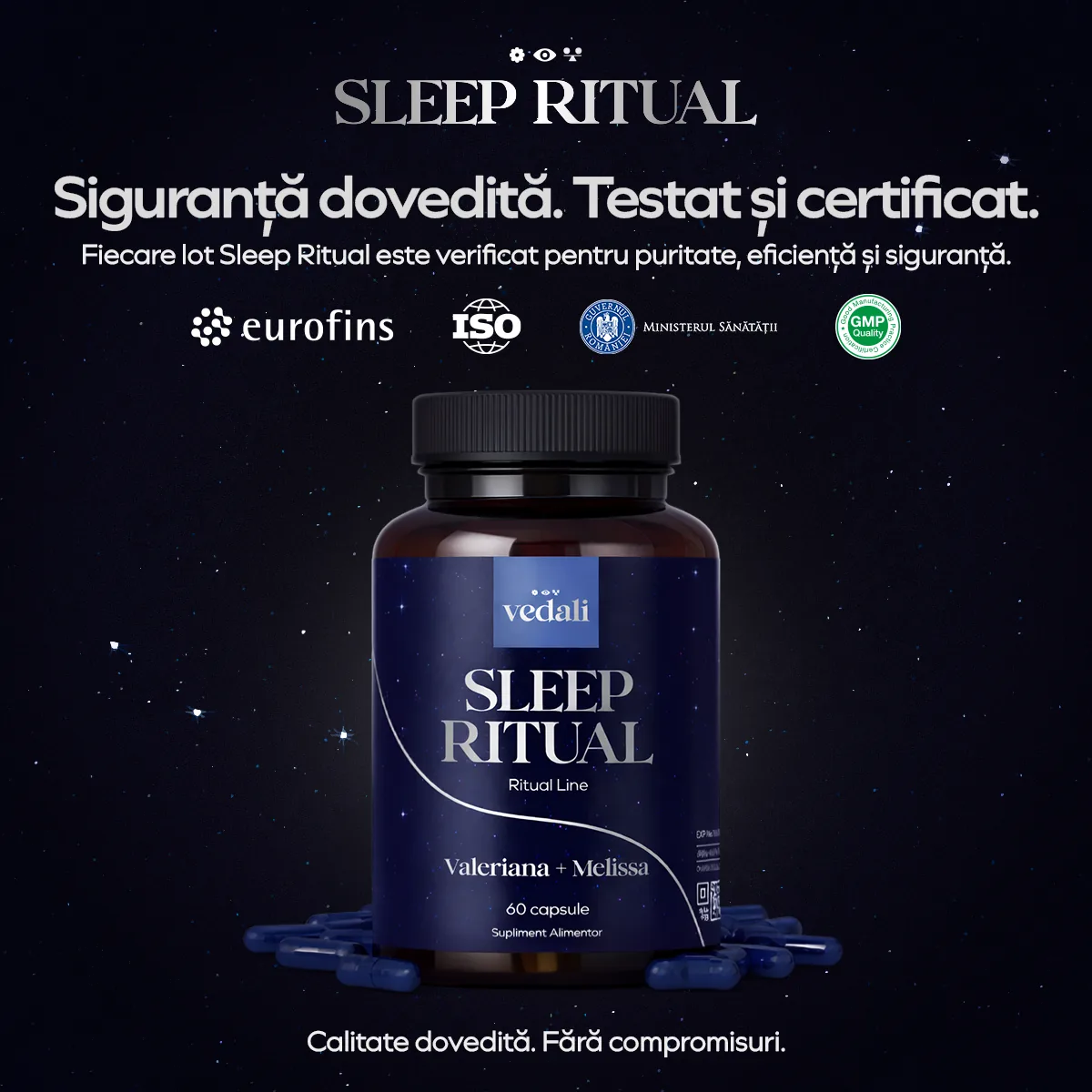Sleep Ritual — testat și certificat Eurofins, ISO, GMP
