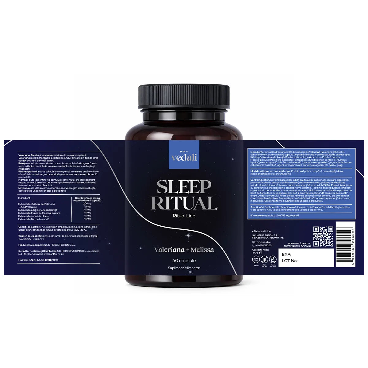Eticheta Sleep Ritual — față și spate