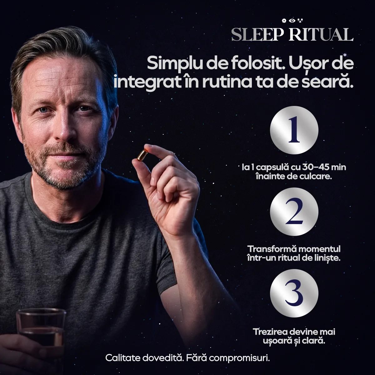 Cum se ia Sleep Ritual — o capsulă pe zi, dimineața sau la prânz